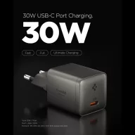   Spigen Essential E301EU USB-C hálózati töltő adapter, kompakt, GaN, 30W, Gunmetal, szürke