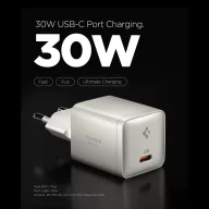   Spigen Essential E301EU USB-C hálózati töltő adapter, kompakt, GaN, 30W, Titanium, ezüst
