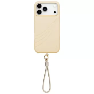   Uniq Coehl Serina Apple iPhone 17 Pro Max mágneses tok, MagSafe, csuklópánttal, bézs