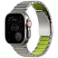 Uniq Strova Flex Apple Watch állítható szíj, 49/46/45/44MM, fém, ezüst-lime