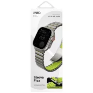   Uniq Strova Flex Apple Watch állítható szíj, 49/46/45/44MM, fém, ezüst-lime