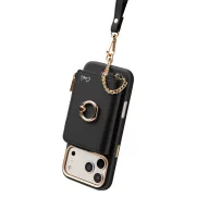   Uniq Coehl Mirelle mágneses telefonra rögzíthető pénztárca karpánttal, MagSafe, fekete-arany