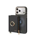 Uniq Coehl Mirelle mágneses telefonra rögzíthető pénztárca karpánttal, MagSafe, fekete-arany