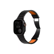   Uniq Strova Flex Apple Watch állítható szíj, 49/46/45/44MM, fém, fekete-narancs