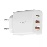   Baseus Cube USB-C-2xUSB-A hálózati gyorstöltő adapter, 3A, 30W, fehér