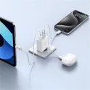 Baseus Cube USB-C-2xUSB-A hálózati gyorstöltő adapter, 3A, 30W, fehér