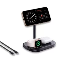   Baseus EnerFill FS41 3-in-1 vezeték nélküli töltő állvány 22,5W, fekete + USB-C, 1m kábel
