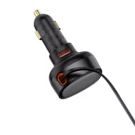   Baseus Enjoyment Pro autós gyorstöltő 60W, USB-A + USB-C automata behúzós kábel, fekete