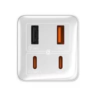   Baseus GaN6 Pro hálózati gyorstöltő 100W, 2×USB-C + 2×USB-A, + 100W USB-C 1m kábel, fehér