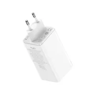   Baseus GaN6 Pro hálózati gyorstöltő 100W, 2×USB-C + 2×USB-A, + 100W USB-C 1m kábel, fehér