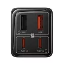 Baseus GaN6 Pro hálózati gyorstöltő 65W, 2×USB-C + 2×USB-A, + kábel 100W USB-C, 1m, fekete