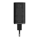 Baseus GaN6 Pro hálózati gyorstöltő 65W, 2×USB-C + 2×USB-A, + kábel 100W USB-C, 1m, fekete