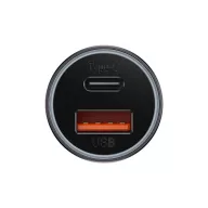   Baseus Golden Contactor Max autós gyorstöltő 60W, USB-A + USB-C, szürke