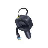   Baseus PrimeTrip VR2 autós gyorstöltő 30W, USB-C + USB-C automata behúzós kábel, fekete