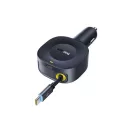 Baseus PrimeTrip VR2 autós gyorstöltő 30W, USB-C + USB-C automata behúzós kábel, fekete