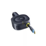   Baseus PrimeTrip VR2 autós gyorstöltő 30W, USB-C + USB-C automata behúzós kábel, fekete