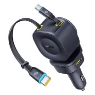   Baseus PrimeTrip VR2 Max autós gyorstöltő 100W, 3×USB-C + 1×USB-A, 2×automata behúzós kábel, fekete
