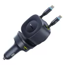 Baseus PrimeTrip VR2 Max autós gyorstöltő 100W, 3×USB-C + 1×USB-A, 2×automata behúzós kábel, fekete