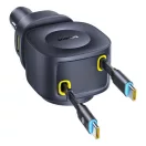 Baseus PrimeTrip VR2 Max autós gyorstöltő 100W, 3×USB-C + 1×USB-A, 2×automata behúzós kábel, fekete