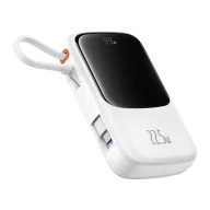   Baseus Qpow Pro+ gyorstöltő powerbank 10000 mAh, 22.5W, beépített USB-C kábel, fehér