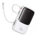 Baseus Qpow Pro+ gyorstöltő powerbank 10000 mAh, 22.5W, beépített USB-C kábel, fehér
