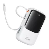   Baseus Qpow Pro+ gyorstöltő powerbank 10000 mAh, 22.5W, beépített USB-C kábel, fehér
