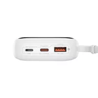   Baseus Qpow Pro+ gyorstöltő powerbank 10000 mAh, 22.5W, beépített USB-C kábel, fehér