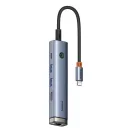 Baseus UltraJoy 5-Port HUB AIR dokkoló állomás, 1xHDMI, 2xUSB-A, 1xUSB-C, 1xRJ45, szürke