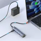 Baseus UltraJoy 5-Port HUB AIR dokkoló állomás, 1xHDMI, 2xUSB-A, 1xUSB-C, 1xRJ45, szürke