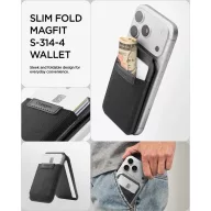   Spigen S314-4 Slim Fold mágneses kártyatartó, MagSafe, kitámasztható, Black, fekete (10db kártyához)