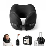   Tech-Protect ComfortRest utazó párna / nyakpárna memóriahabbal, állítható pánttal, fekete