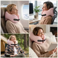   Tech-Protect ComfortRest utazó párna / nyakpárna memóriahabbal, állítható pánttal, rózsaszín