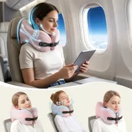   Tech-Protect ComfortRest utazó párna / nyakpárna memóriahabbal, állítható pánttal, rózsaszín