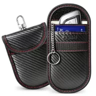   Tech-Protect KLR100 RFID blokkoló kulcstartó tok / táska, Carbon, fekete-piros (autó kulcshoz, bankkártyához)