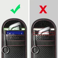   Tech-Protect KLR100 RFID blokkoló kulcstartó tok / táska, Carbon, fekete-piros (autó kulcshoz, bankkártyához)