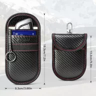   Tech-Protect KLR100 RFID blokkoló kulcstartó tok / táska, Carbon, fekete-piros (autó kulcshoz, bankkártyához)