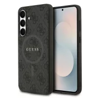   Guess Leather 4G Colored Ring Classic Logo MagSafe Samsung Galaxy S25 FE kemény hátlap tok, fekete