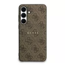 Guess Leather 4G Colored Ring Classic Logo MagSafe Samsung Galaxy S25 FE kemény hátlap tok, barna