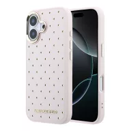   Karl Lagerfeld PU Perforated Gold Dots Apple iPhone 17 mágneses tok, MagSafe, rózsaszín-arany