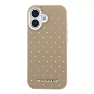  Karl Lagerfeld PU Perforated Gold Dots Apple iPhone 17 mágneses tok, MagSafe, bézs-arany