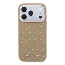 Karl Lagerfeld PU Perforated Gold Dots Apple iPhone 17 Pro Max mágneses tok, MagSafe, bézs-arany