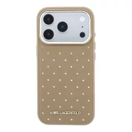   Karl Lagerfeld PU Perforated Gold Dots Apple iPhone 17 Pro Max mágneses tok, MagSafe, bézs-arany