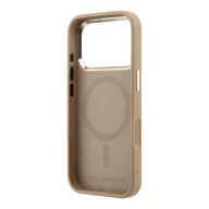   Karl Lagerfeld PU Perforated Gold Dots Apple iPhone 17 Pro Max mágneses tok, MagSafe, bézs-arany