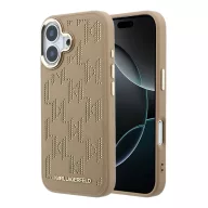   Karl Lagerfeld PU Perforated Monogram Apple iPhone 17 mágneses tok, MagSafe, bézs-arany