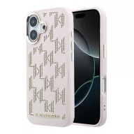   Karl Lagerfeld PU Perforated Monogram Apple iPhone 17 mágneses tok, MagSafe, rózsaszín-arany