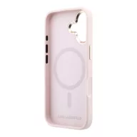   Karl Lagerfeld PU Perforated Monogram Apple iPhone 17 mágneses tok, MagSafe, rózsaszín-arany