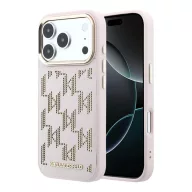   Karl Lagerfeld PU Perforated Monogram Apple iPhone 17 Pro mágneses tok, MagSafe, rózsaszín-arany