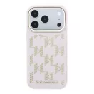 Karl Lagerfeld PU Perforated Monogram Apple iPhone 17 Pro Max mágneses tok, MagSafe, rózsaszín-arany