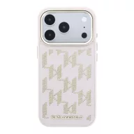   Karl Lagerfeld PU Perforated Monogram Apple iPhone 17 Pro Max mágneses tok, MagSafe, rózsaszín-arany