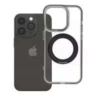   Apple iPhone 14 Pro tok, gyűrűs kitámasztóval, kameravédő peremmel, MagSafe, átlátszó-fekete